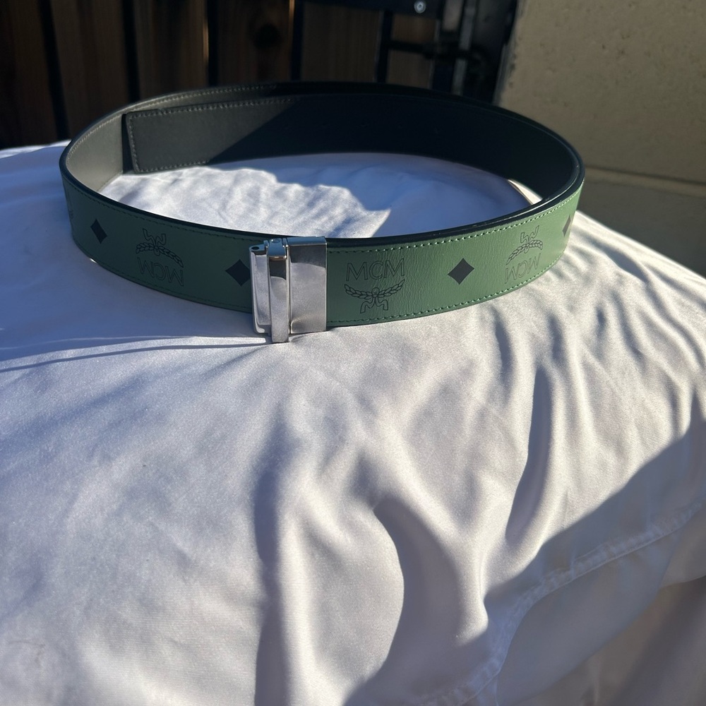 MCM Green and Black Leather Belt Bag